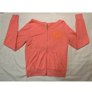 PINK VICTORIA SECRET ZIP UP HOODED SWEATER SMALL